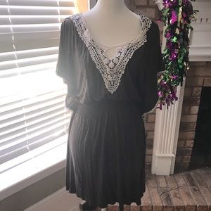 Brown flutter sleeve dress